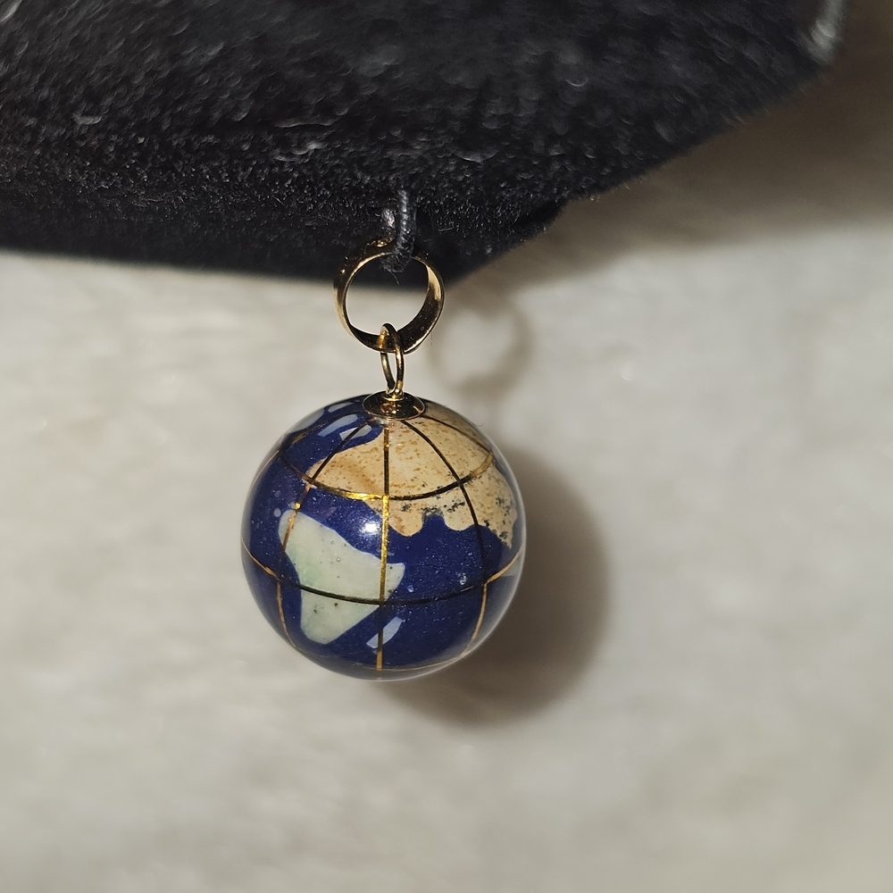 Gold and Blue Globe Pendant